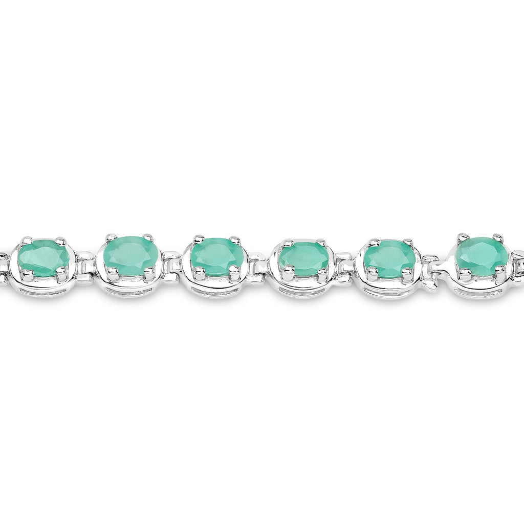 3.78 Carat Genuine Emerald .925 Sterling Silver Bracelet
