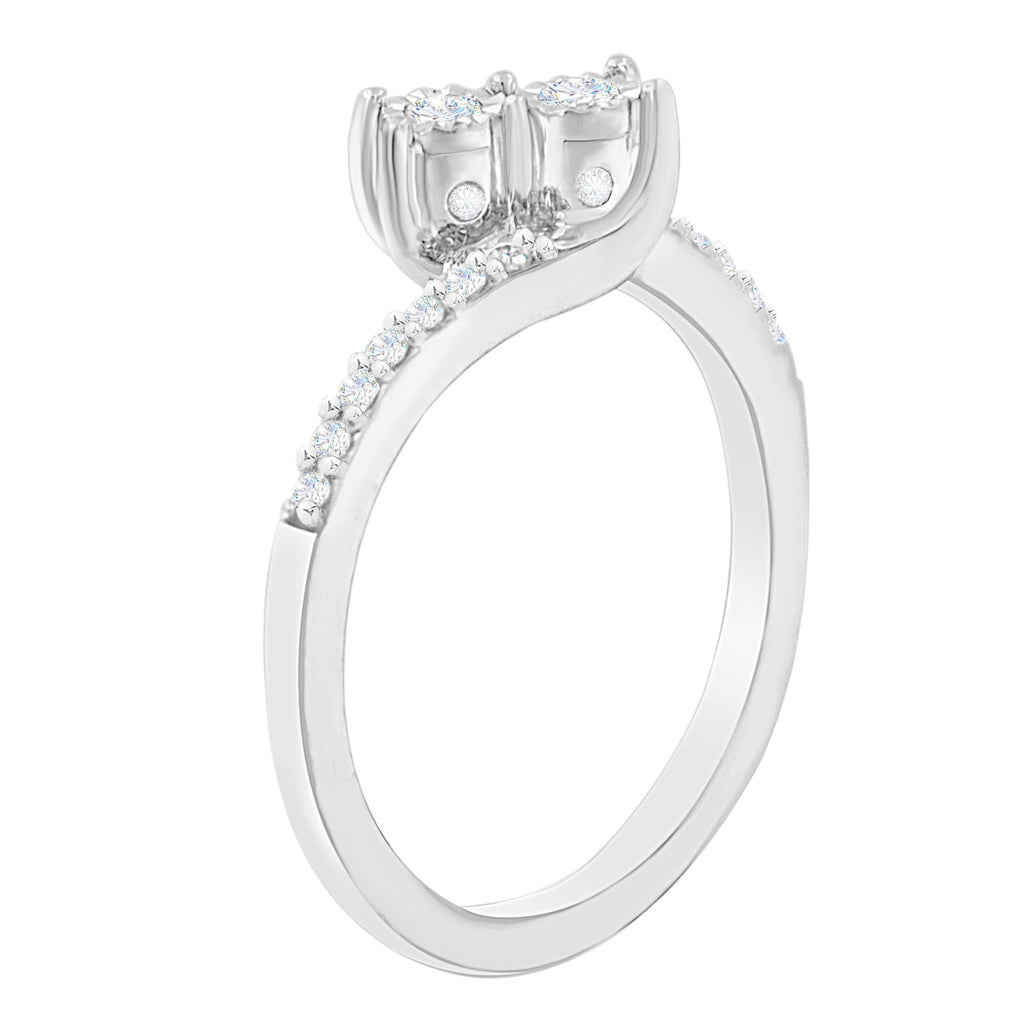 10K White Gold 1/4 Cttw Two-Stone Diamond Bypass Engagement Ring