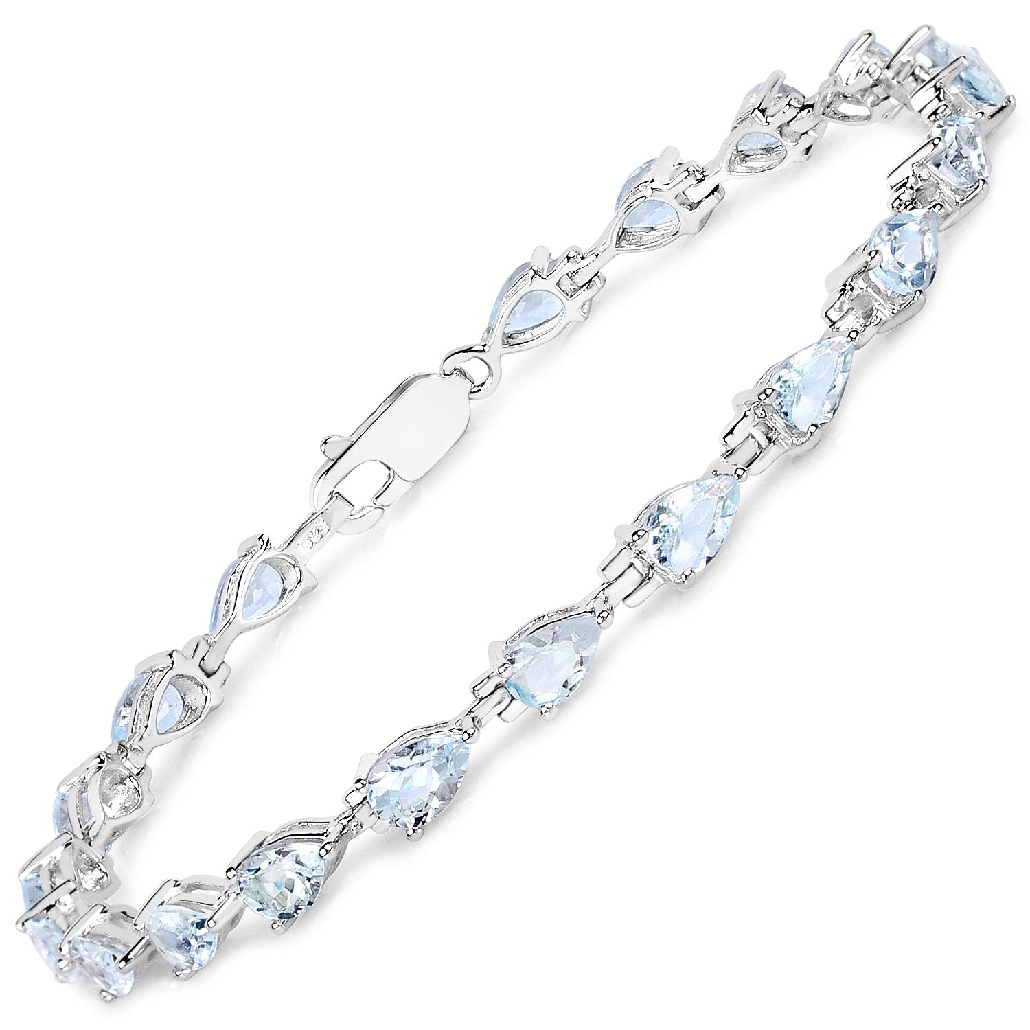 7.00 Carat Genuine Aquamarine .925 Sterling Silver Bracelet