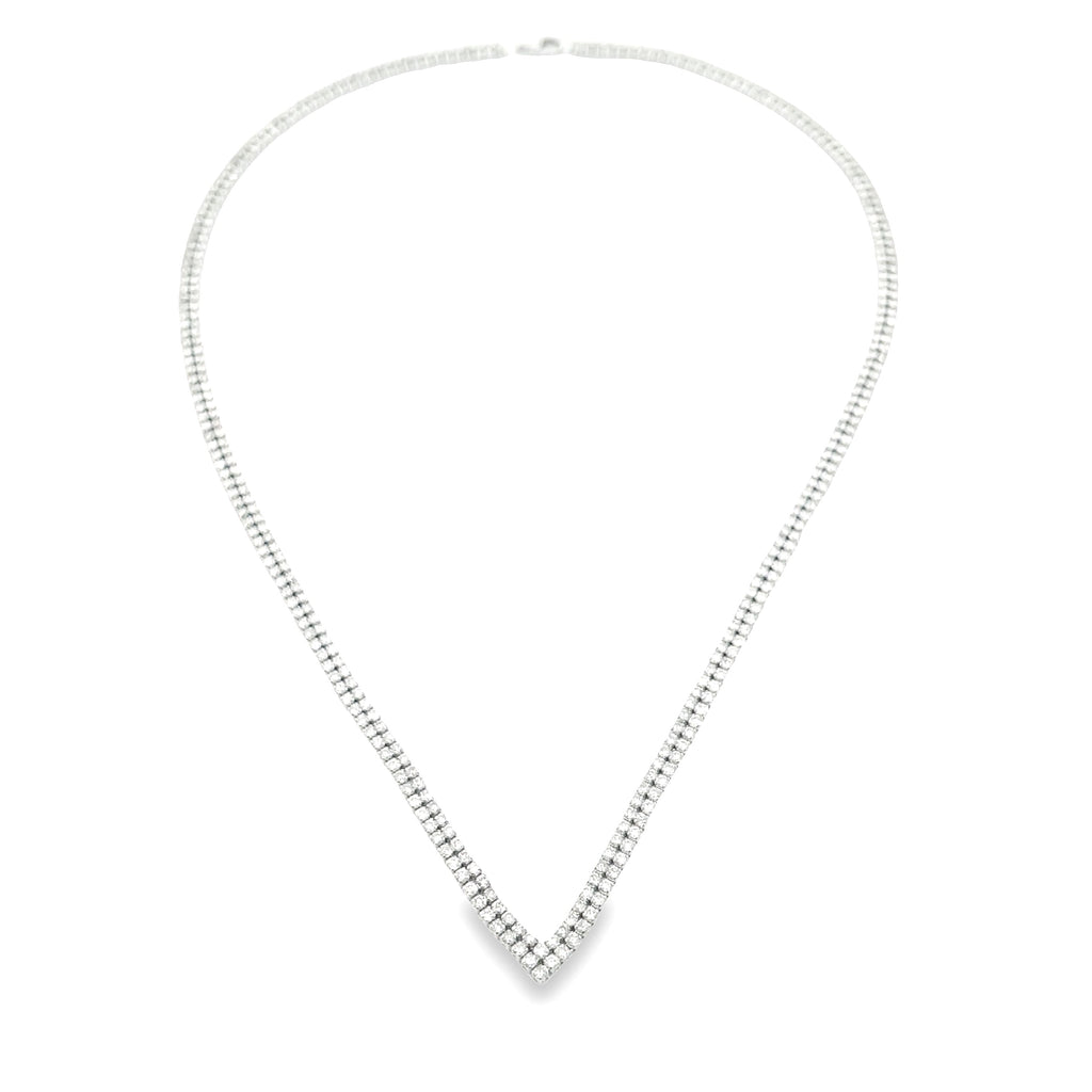Natural 7.00ct Diamond Tennis Necklace 14KT White Gold