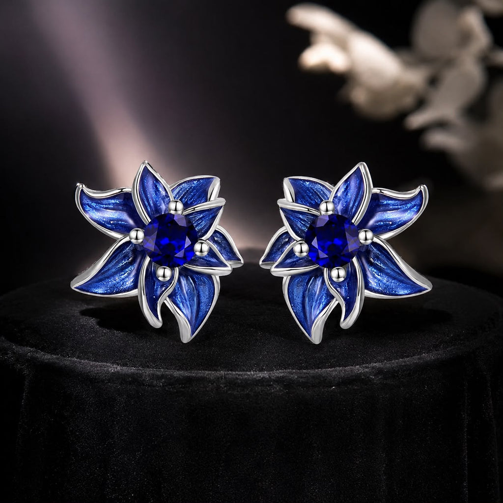 925 Sterling Silver Earrings with Enamel Process and Pavé Setting CZ