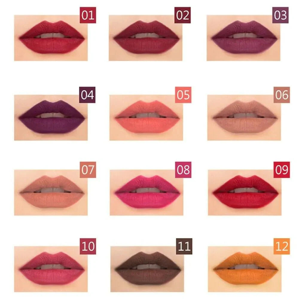 12-Piece Waterproof Lipstick & Lip Liner Set | Matte Finish & Long Lasting