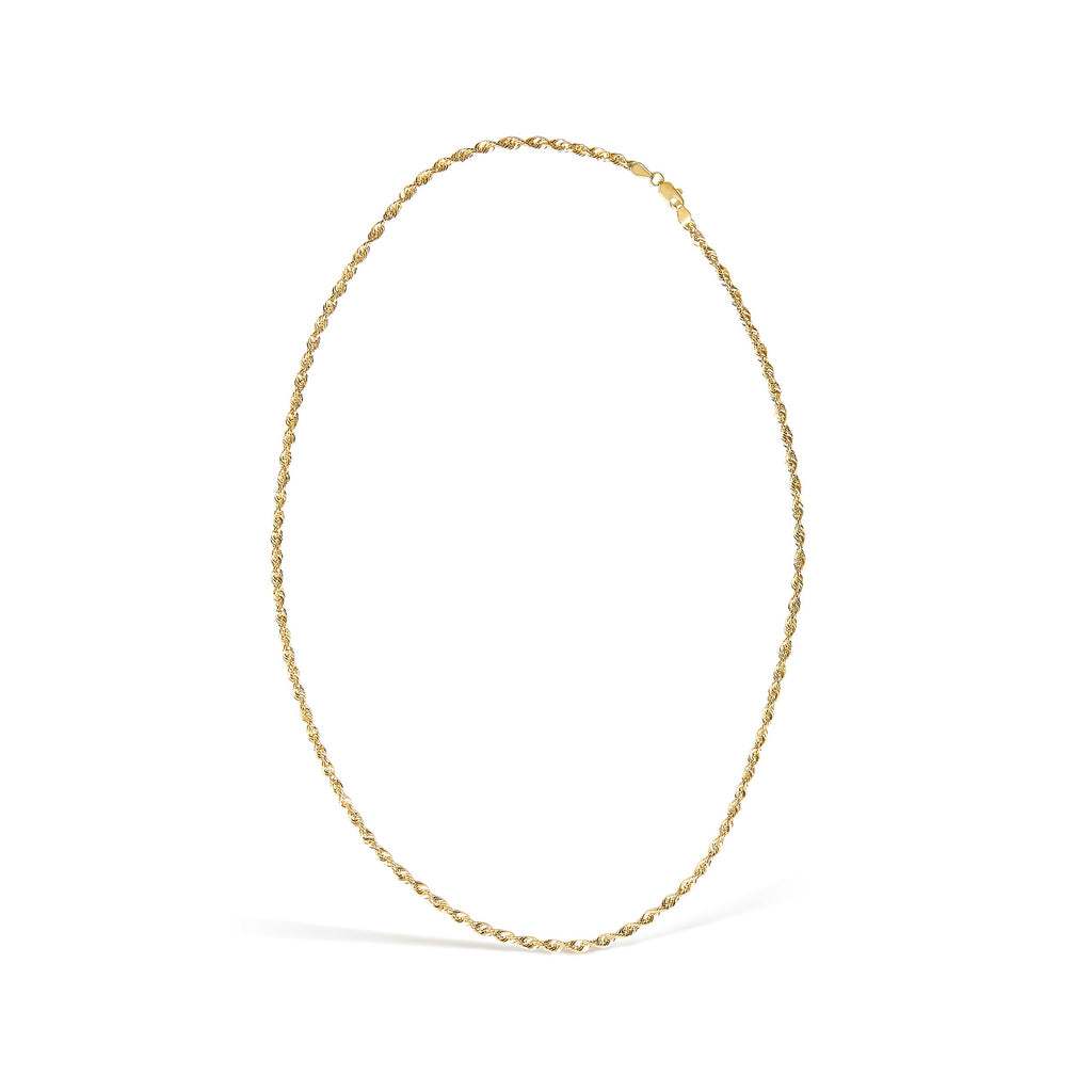 Men's Solid 10K Yellow Gold 3.2mm Light Rope Chain Necklace