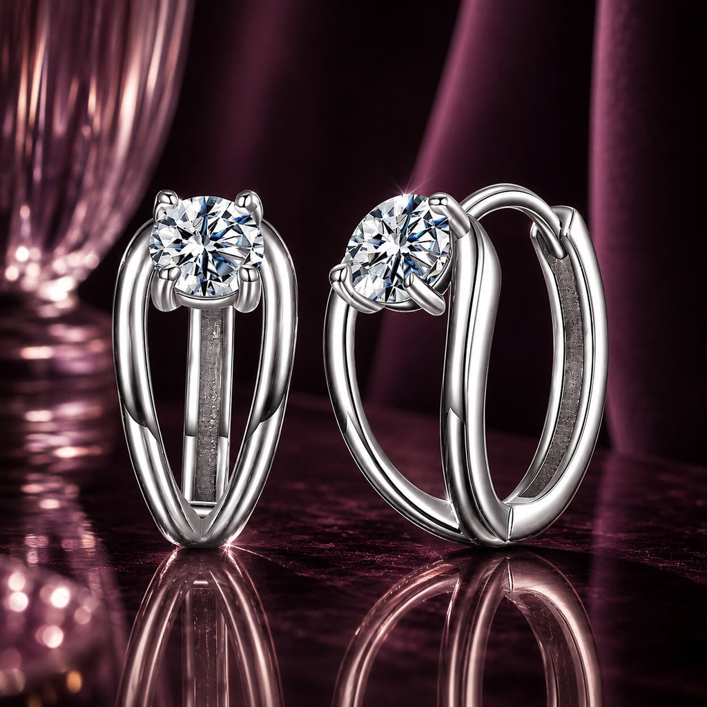 925 Sterling Silver 0.40 Carat Moissanite Earrings for Women