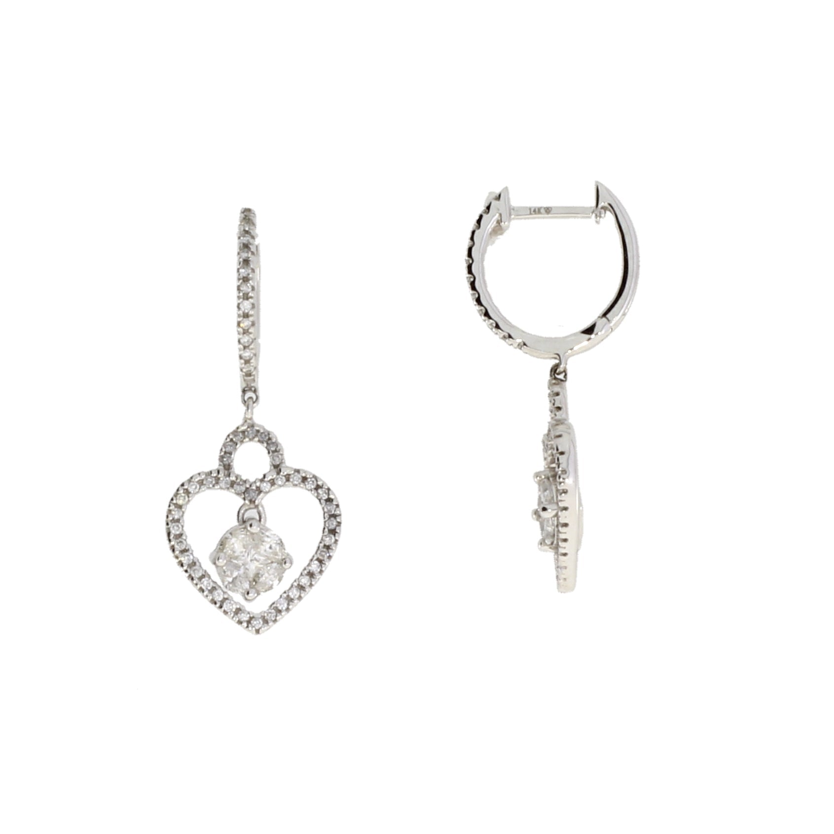Natural .50ct Diamond Dangle Earrings 14KT White Gold