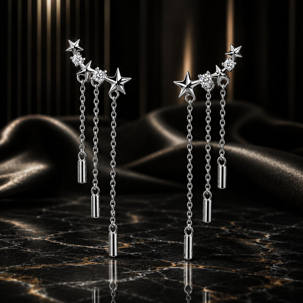 925 Sterling Silver Plated Platinum Pavé Setting CZ Earrings 3.4*0.7cm for Women