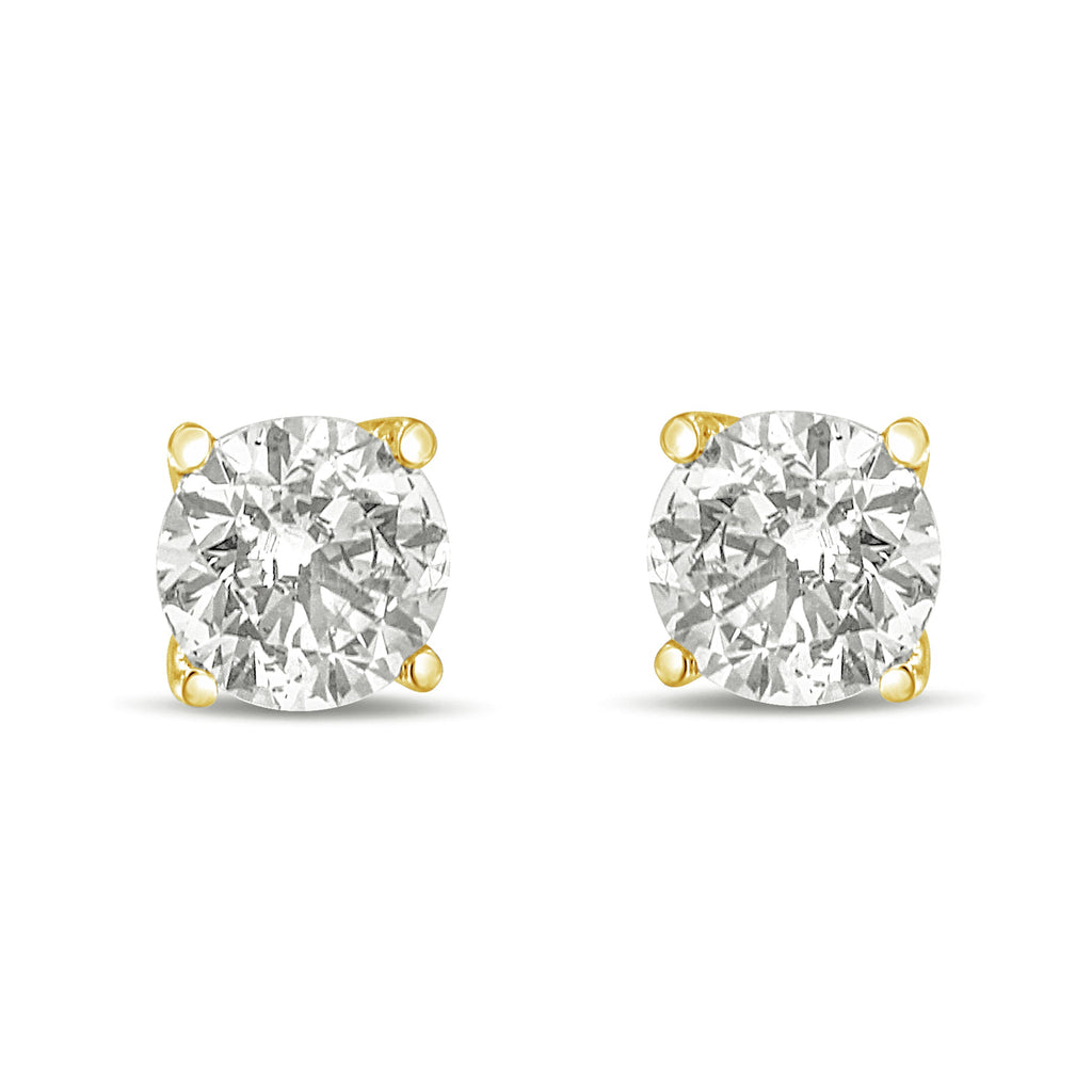 14K Yellow Gold 1.0 Cttw Lab Grown Diamond Solitaire Stud Earrings