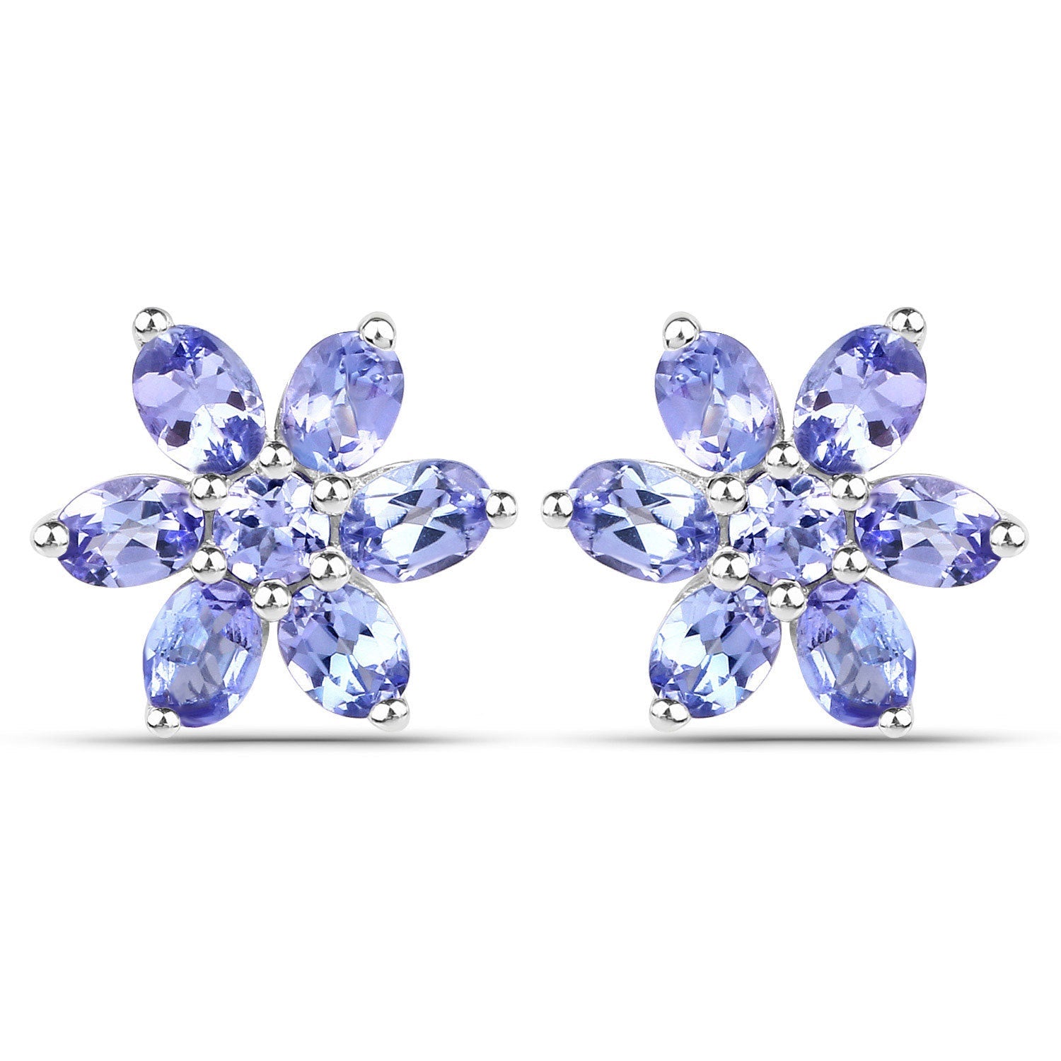 2.24 Carat Genuine Tanzanite .925 Sterling Silver Earrings