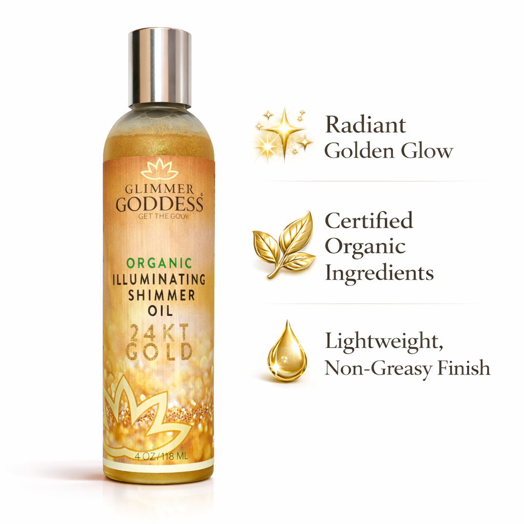 Organic Shimmer Oil – Illuminating Body Oil in 5 Shades for Radiant Glow & Deep Hydration
