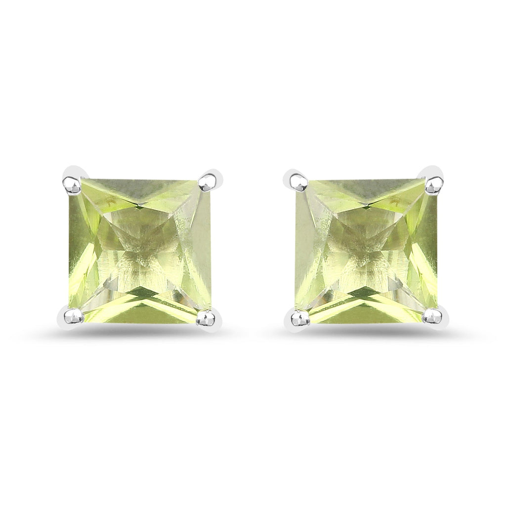 2.00 Carat Genuine Peridot .925 Sterling Silver Earrings