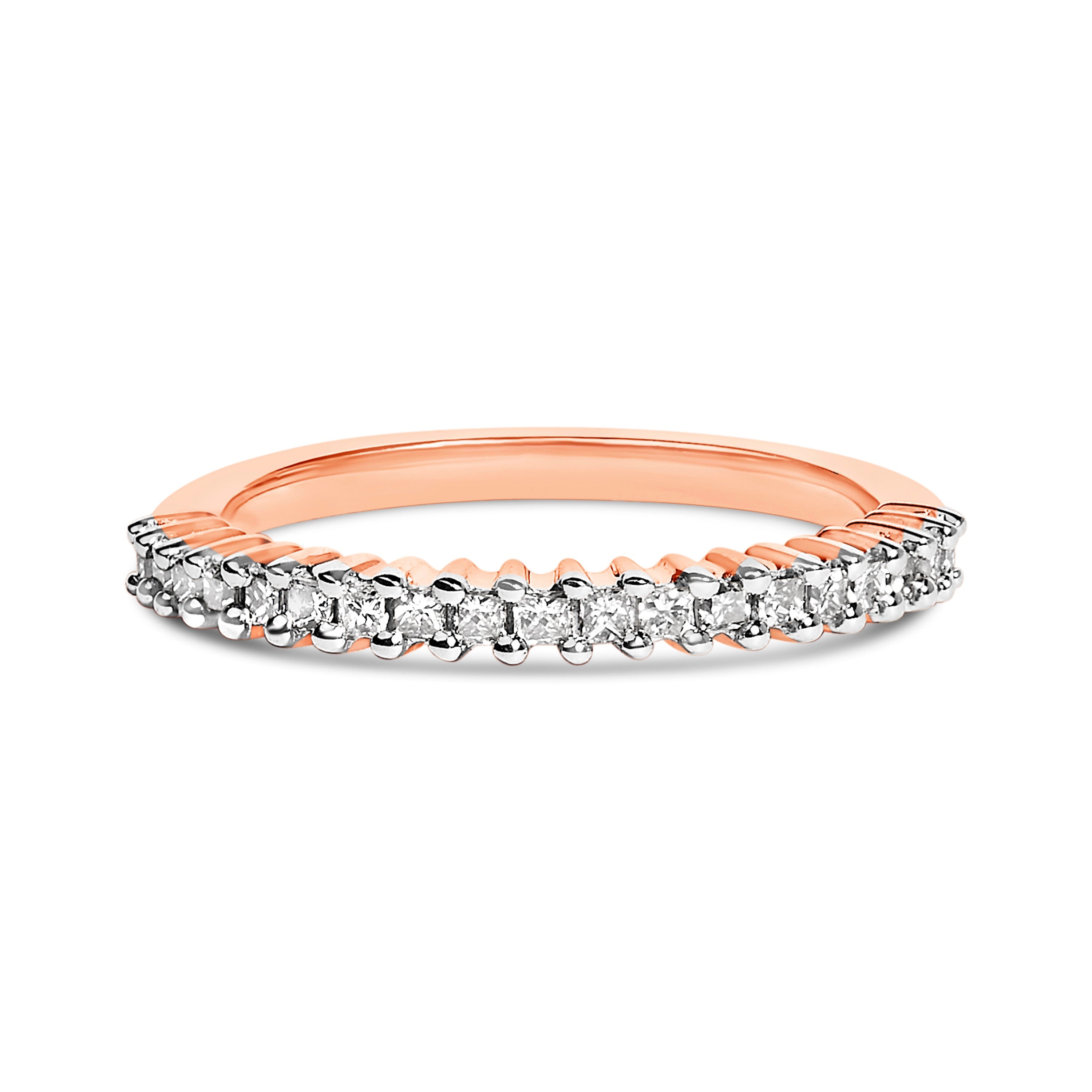 10K Rose Gold Plated Sterling Silver 1/3 Cttw Diamond Band Ring