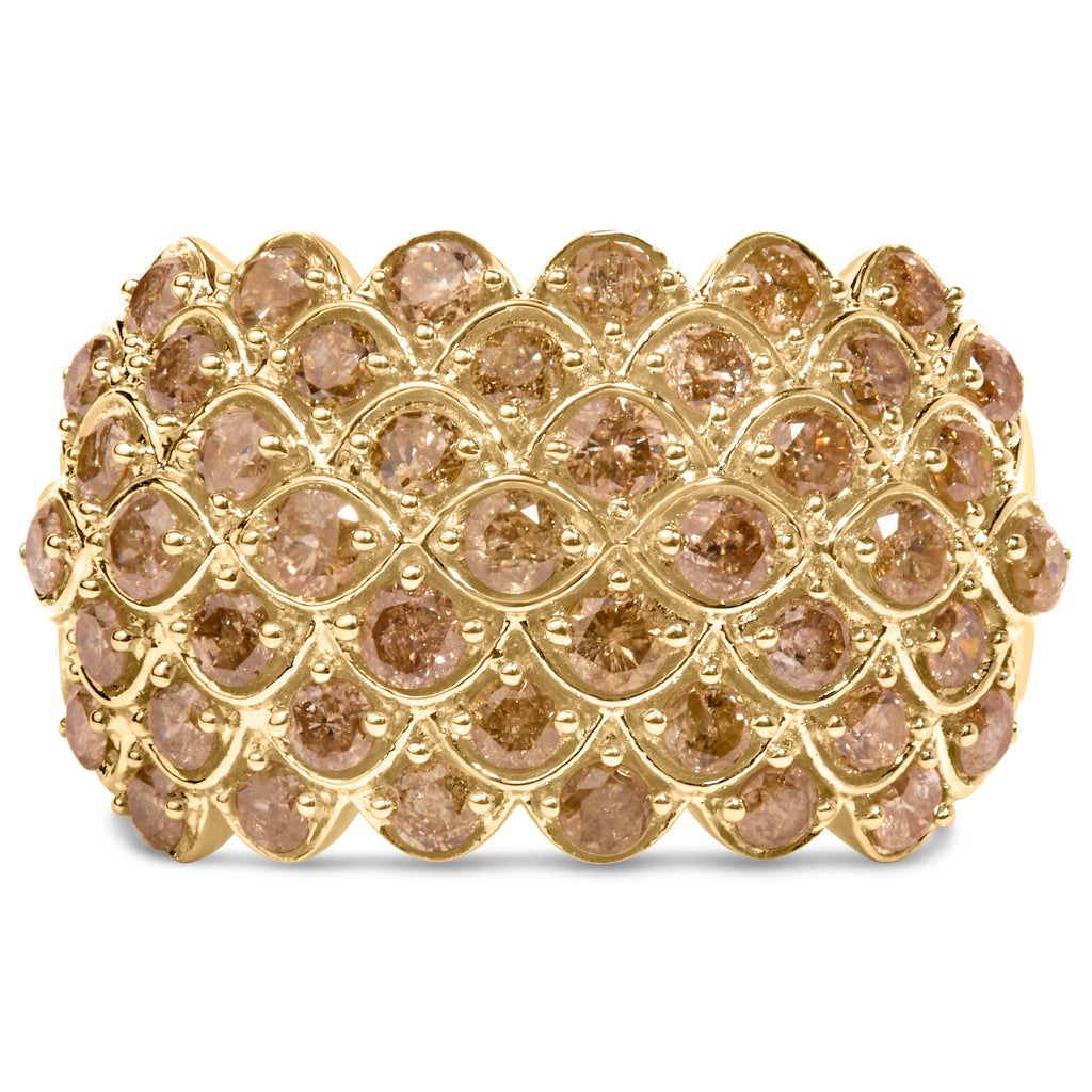 10K Yellow Gold 2.0 Cttw Brown Diamond Teardrop Design Cocktail Ring