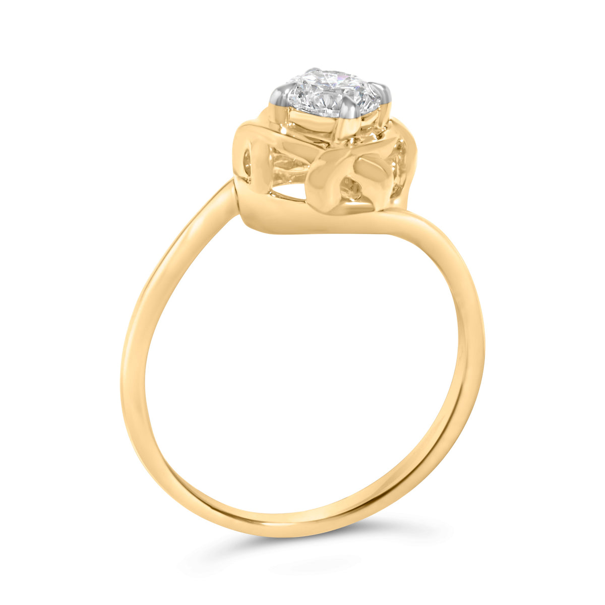10K Yellow Gold Plated Sterling Silver 1/2 Cttw Lab Grown Diamond Woven Solitaire Ring