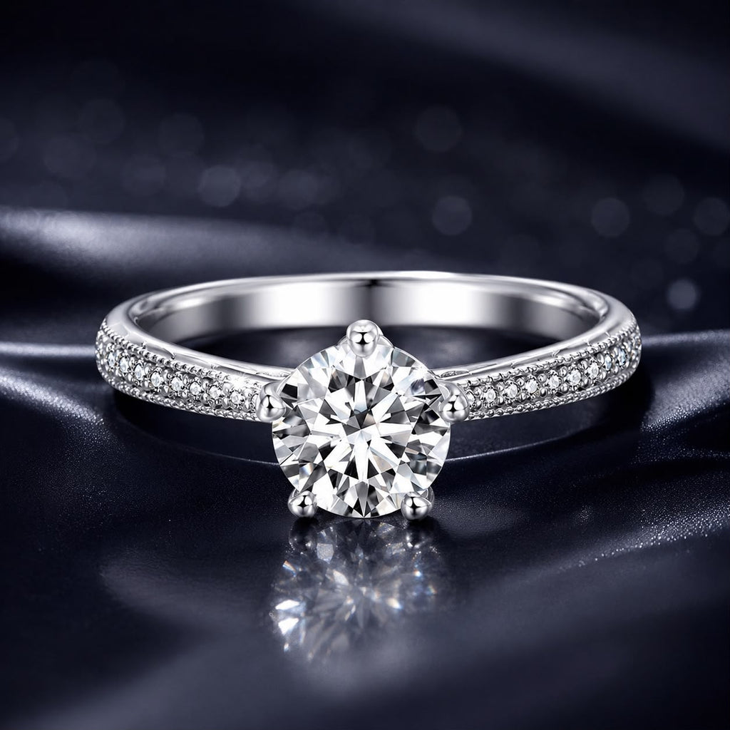 925 Sterling Silver Moissanite 0.8ct Ring Size 6 for Women