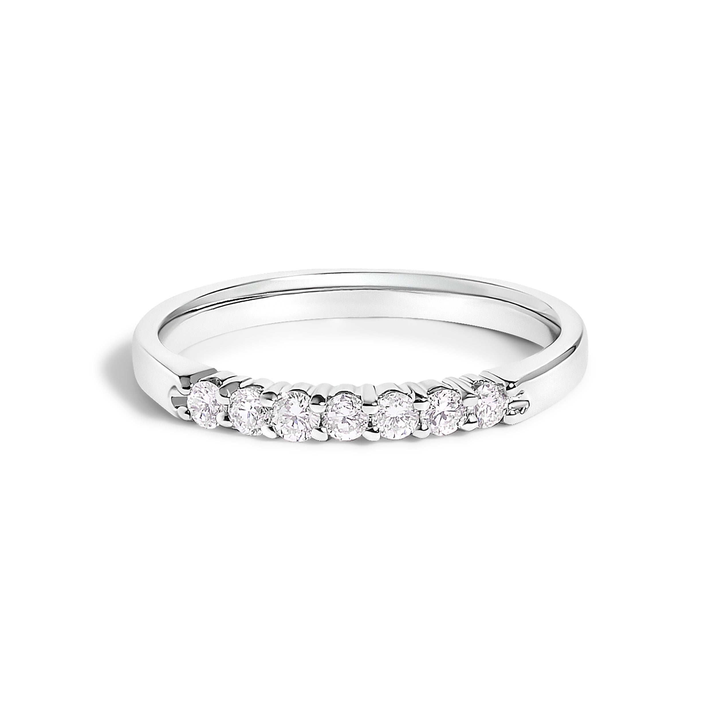 14K White Gold 1/4 Cttw Diamond 7 Stone Band Ring