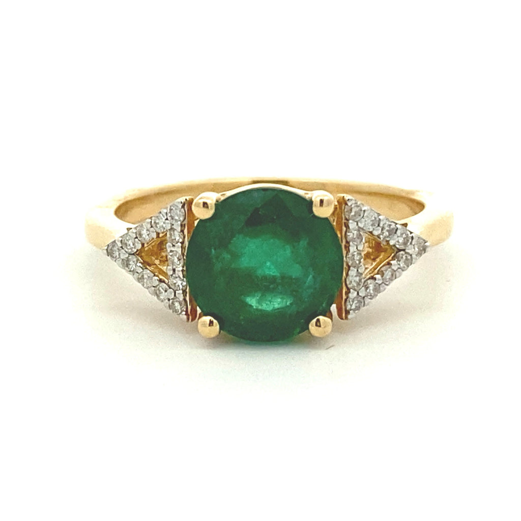 Genuine 2.12ct Emerald Diamond Ring 14KT Yellow Gold