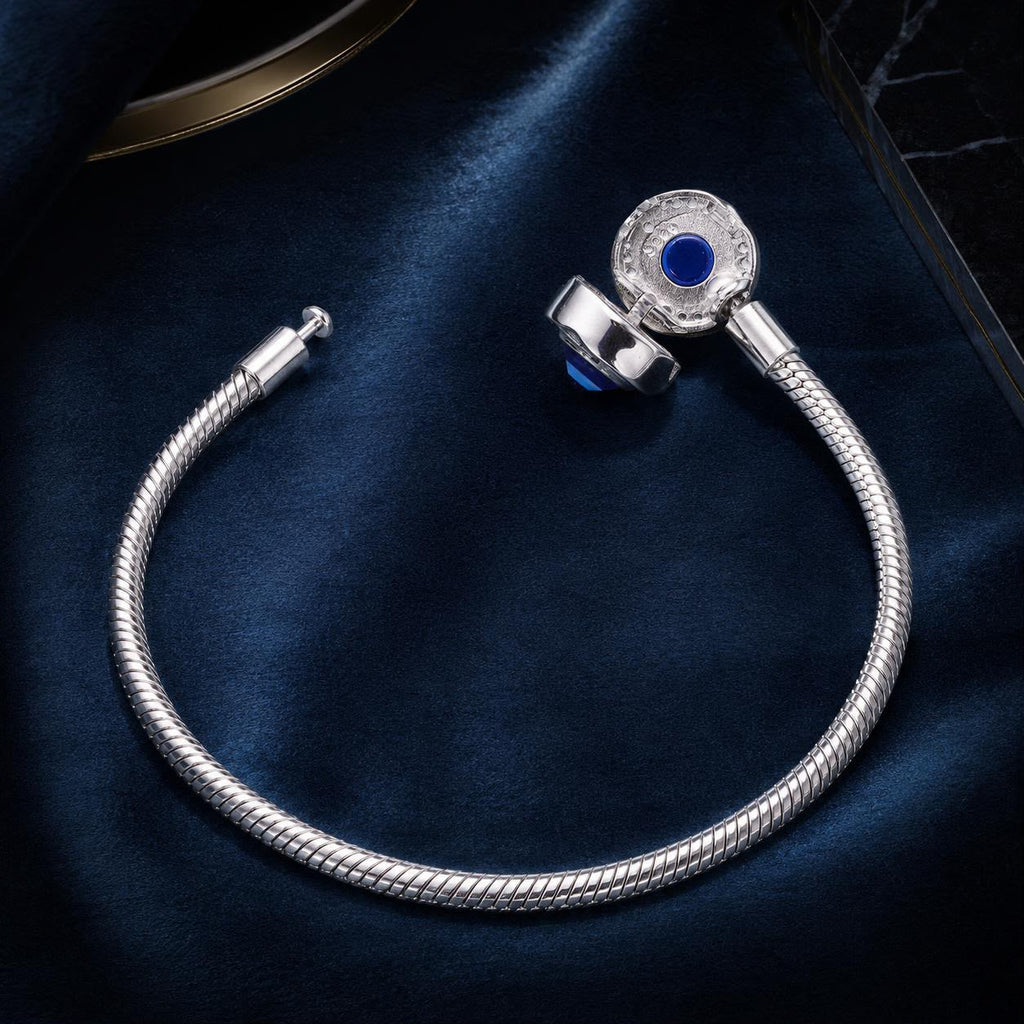 925 Sterling Silver Bracelet with CZ & Resin, Size 17.0