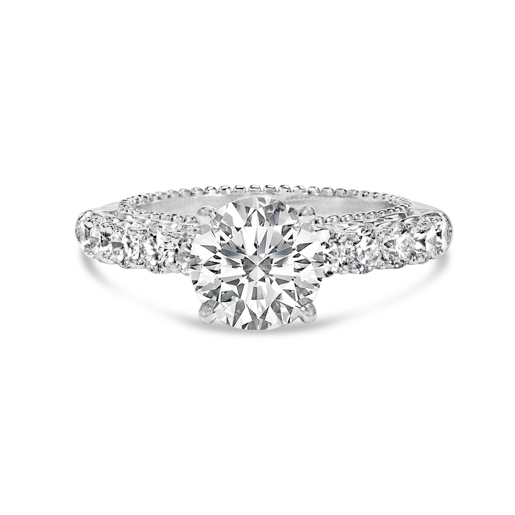 14K White Gold 3 1/5 Cttw Lab Grown Diamond Vintage Style Engagement Ring - Size 7