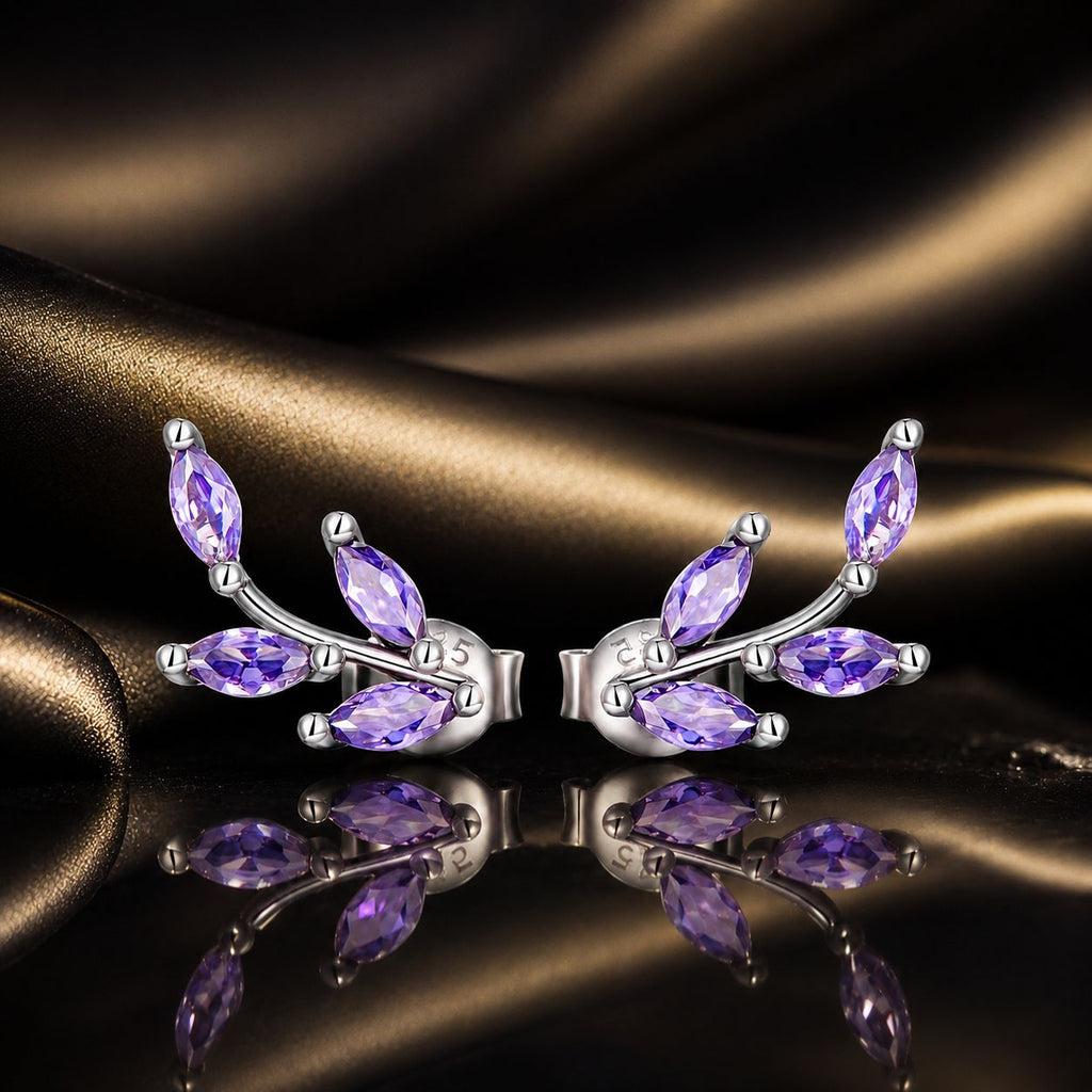 925 Sterling Silver Earrings with CZ and Oxidized Finish - 1.3*0.6cm
