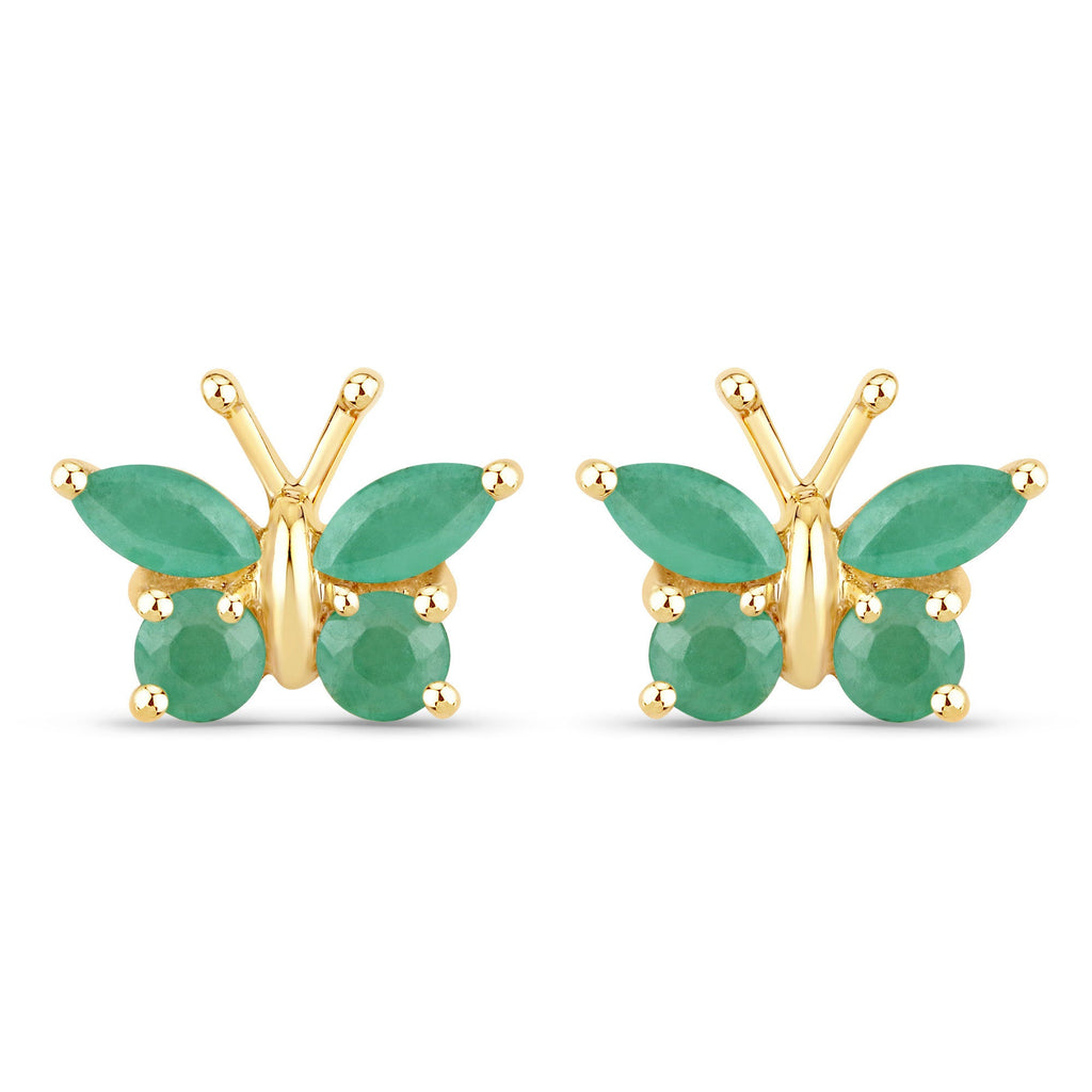 0.50 Carat Genuine Emerald .925 Sterling Silver Earrings