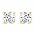 IGI Certified 14K Yellow Gold 1.00 Cttw Round Lab Grown Diamond Solitaire Stud Earrings