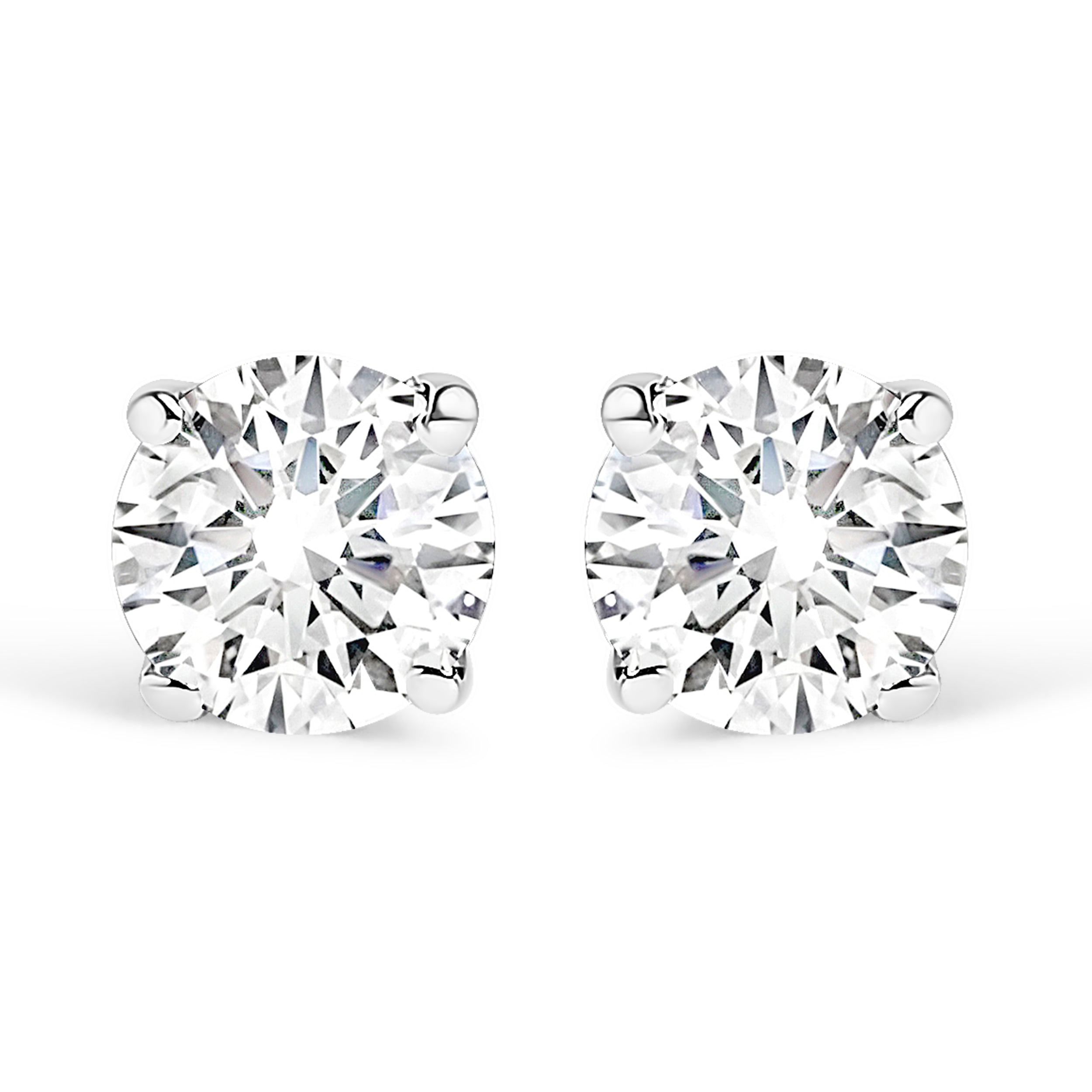 AGS Certified 14K White Gold 1.0 Cttw 4-Prong Set Brilliant Round-Cut Solitaire Diamond Push Back Stud Earrings (F-G Color, SI2-I1 Clarity)
