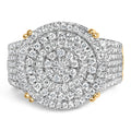 Men's 10K Yellow Gold 2-1/10 Cttw Diamond Concentric Circles Cocktail Ring