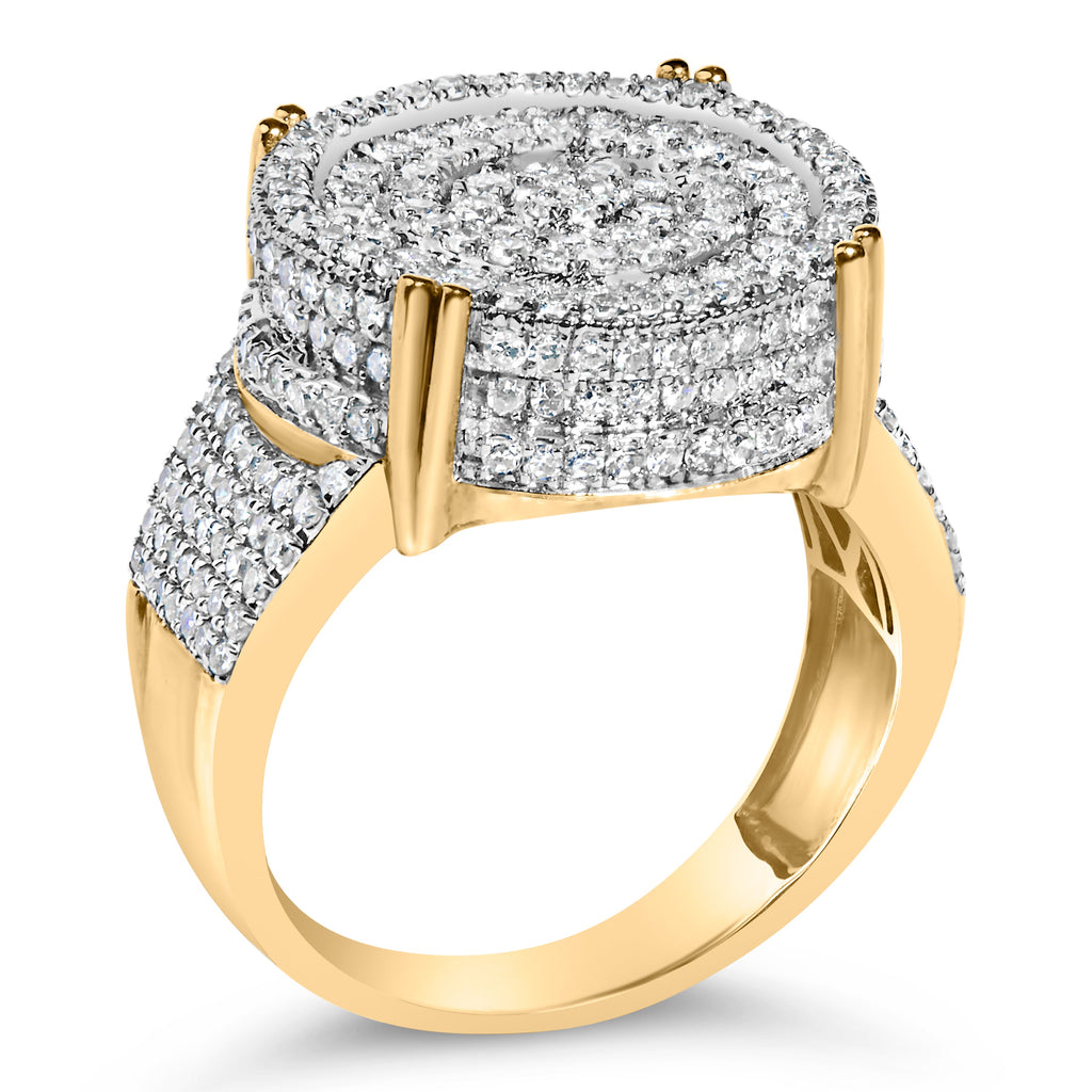 Men's 10K Yellow Gold 2-1/10 Cttw Diamond Concentric Circles Cocktail Ring