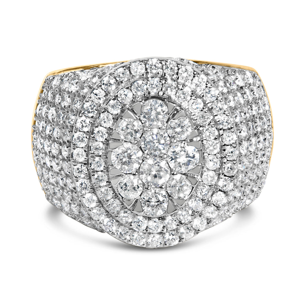 Men's 10K Yellow Gold 2-1/2 Cttw Round Diamond Cluster Cocktail Ring