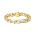 10K Yellow Gold 2.0 Cttw Diamond S-Link Twist Design Link Bracelet
