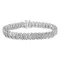 .925 Sterling Silver 3.0 Cttw Diamond Multi Row Cluster Slanted Wave Link 7-Â¼â€ Tennis Bracelet (I-J Color, I2-I3 Clarity)