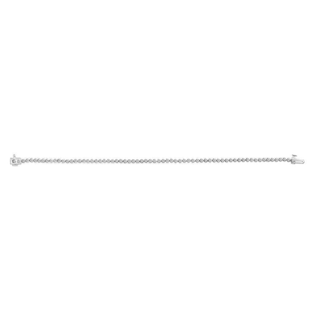 .925 Sterling Silver 2.0 Cttw Diamond 3 Prong Set Tennis Bracelet