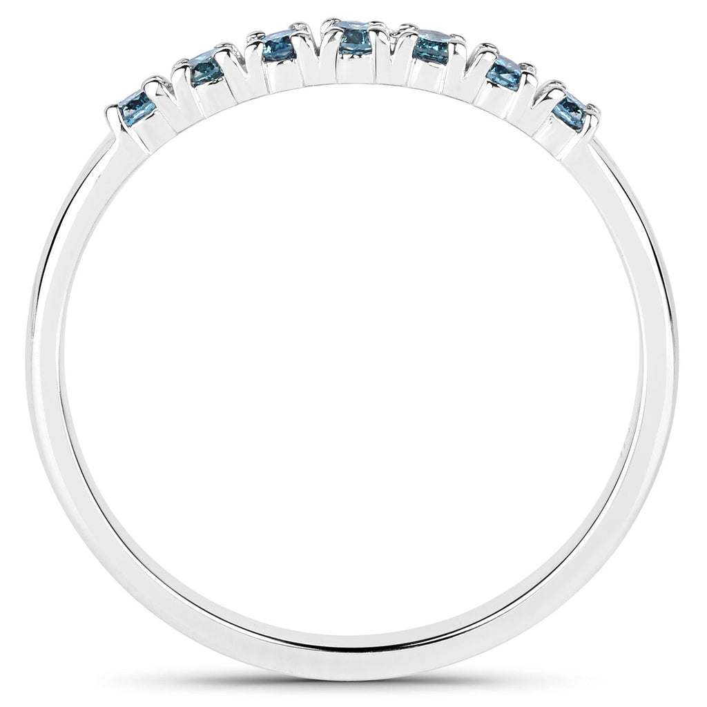 0.22 Carat Genuine Blue Diamond 14K White Gold Ring (I1-I2)