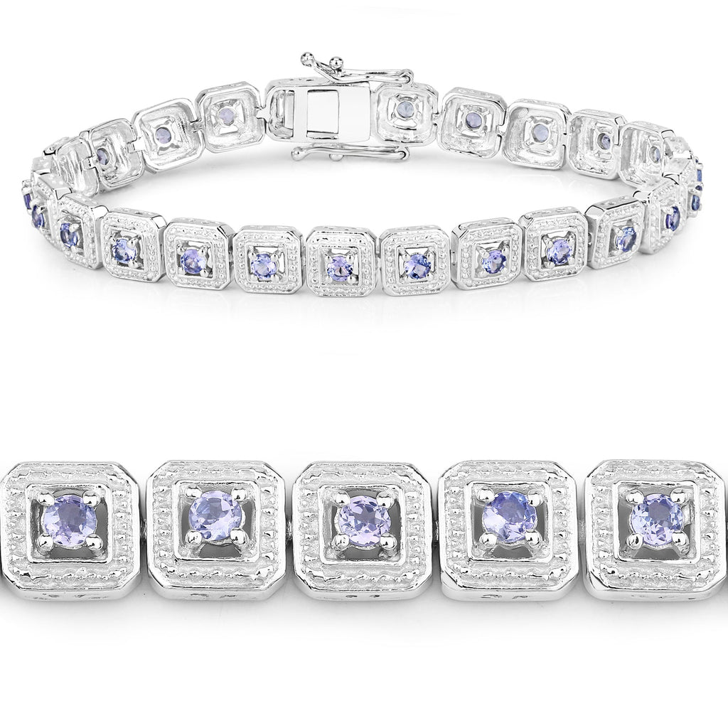 2.40 Carat Genuine Tanzanite .925 Sterling Silver Bracelet