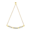 14K Yellow Gold Plated .925 Sterling Silver 1/10 Cttw Diamond Wave and Hearts Bolo Bracelet (I-J Color, I2-I3 Clarity) - 4"-10" Adjustable