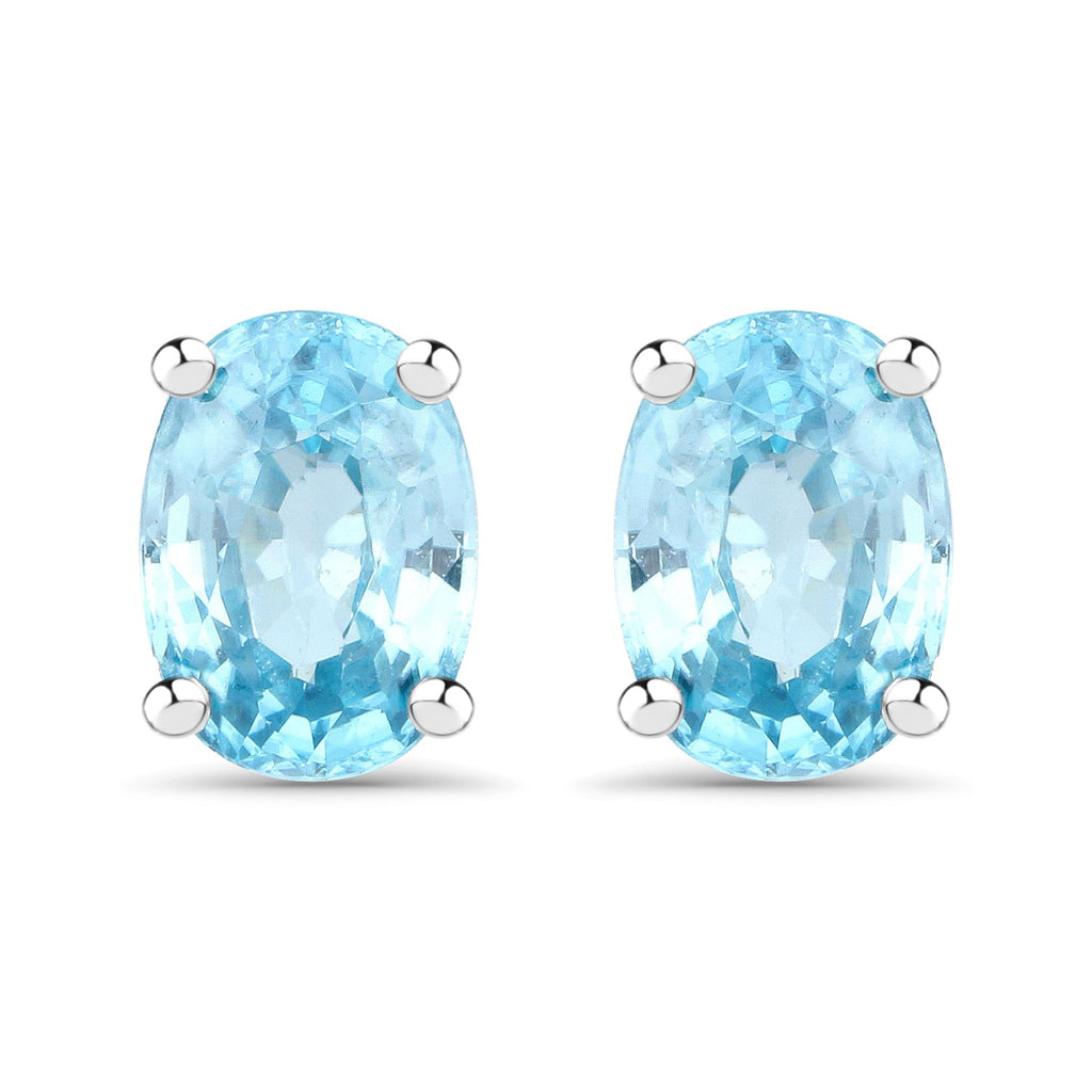 2.40 Carat Genuine Blue Zircon .925 Sterling Silver Earrings
