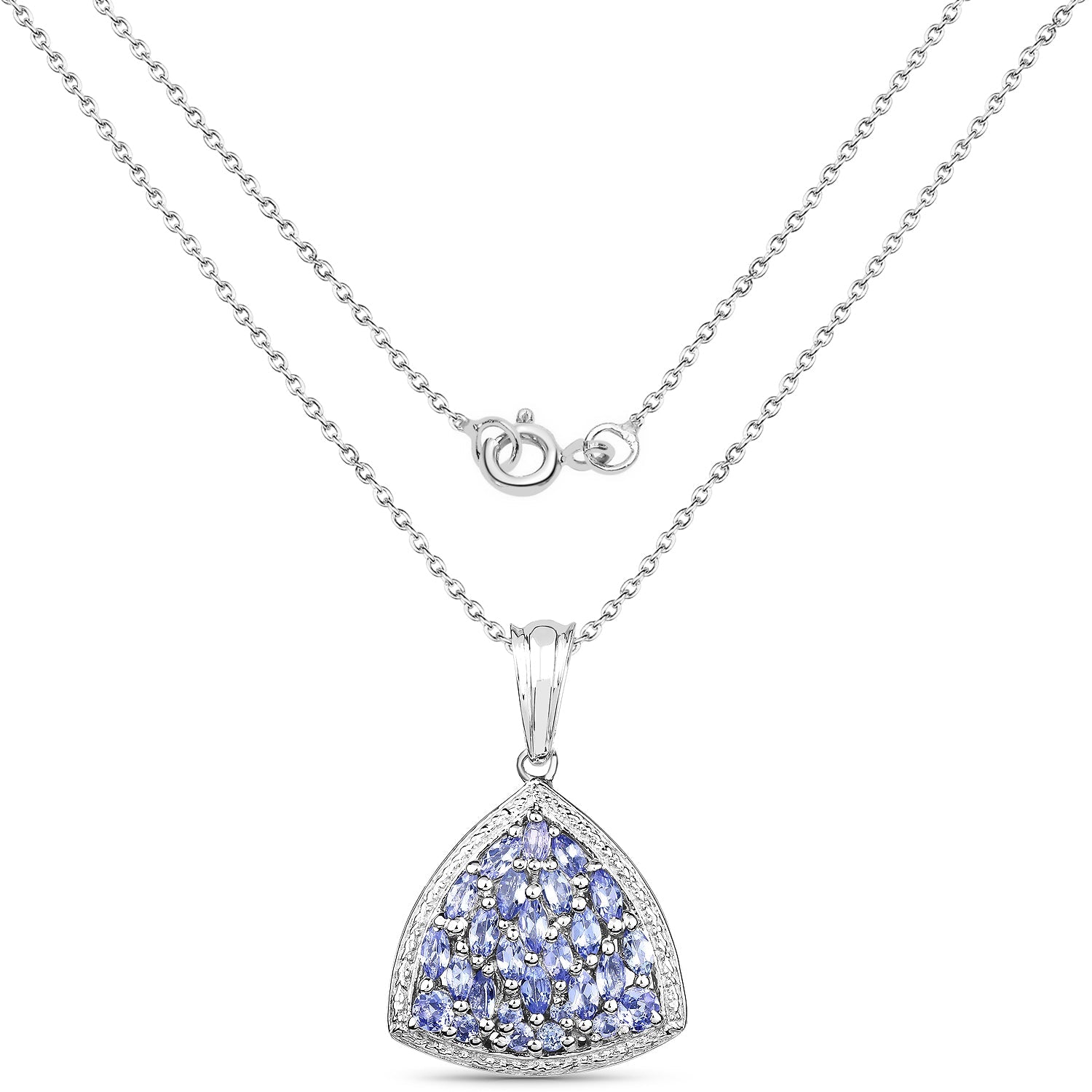 1.96 Carat Genuine Tanzanite .925 Sterling Silver Pendant
