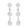 14K White Gold 2.00 Cttw Diamond Composite Cluster Floral Drop Earrings (I-J Color, I1-I2 Clarity)