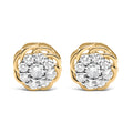 10K Yellow Gold Plated .925 Sterling Silver 1/2 Cttw Diamond Cluster Stud Earrings (J-K Color, I2-I3 Clarity)