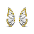 925 Sterling Silver 1/6ct TDW  Yellow Treated Diamond Butterfly Earrings