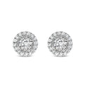 14K White Gold 3/4 Cttw Lab Grown Diamond Solitaire With Halo Stud Earrings (G-H Color, VS2-SI1 Clarity)