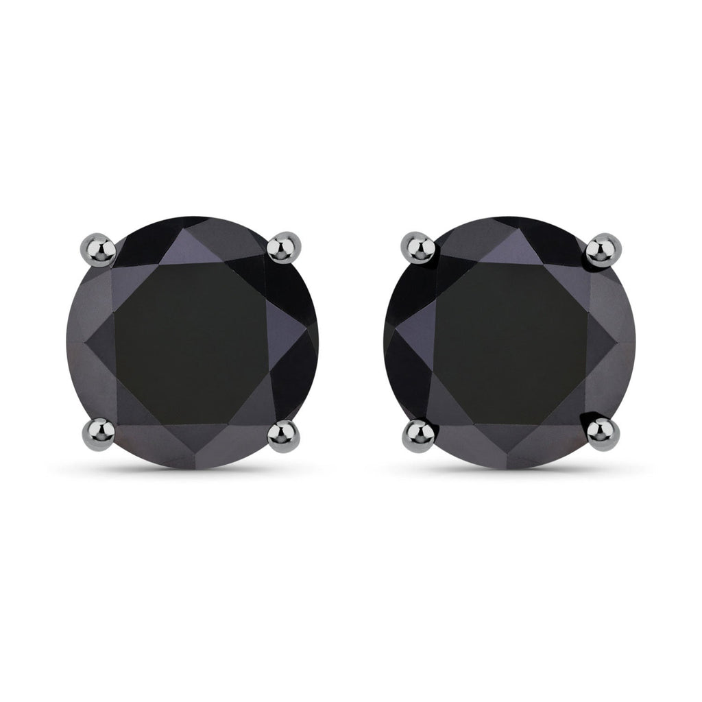 4.91 Carat Genuine Black Diamond 14K White Gold Earrings