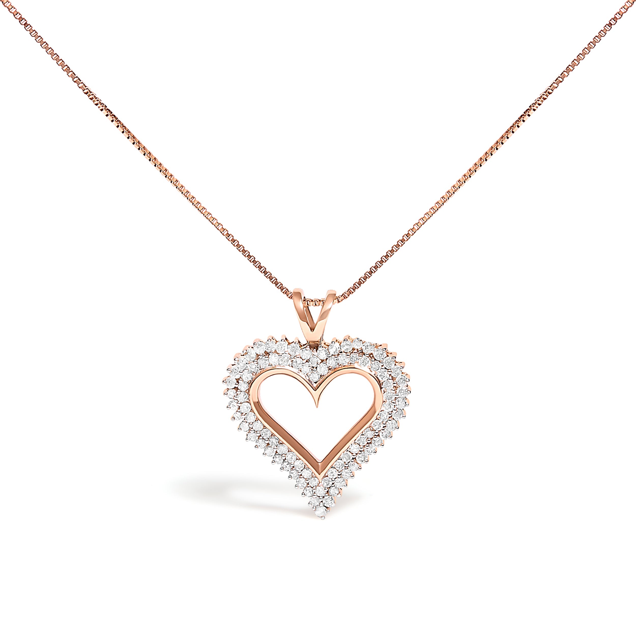 .925 Sterling Silver 1.00 Cttw Diamond Heart 18" Pendant Necklace (I-J Color, I2-I3 Clarity)
