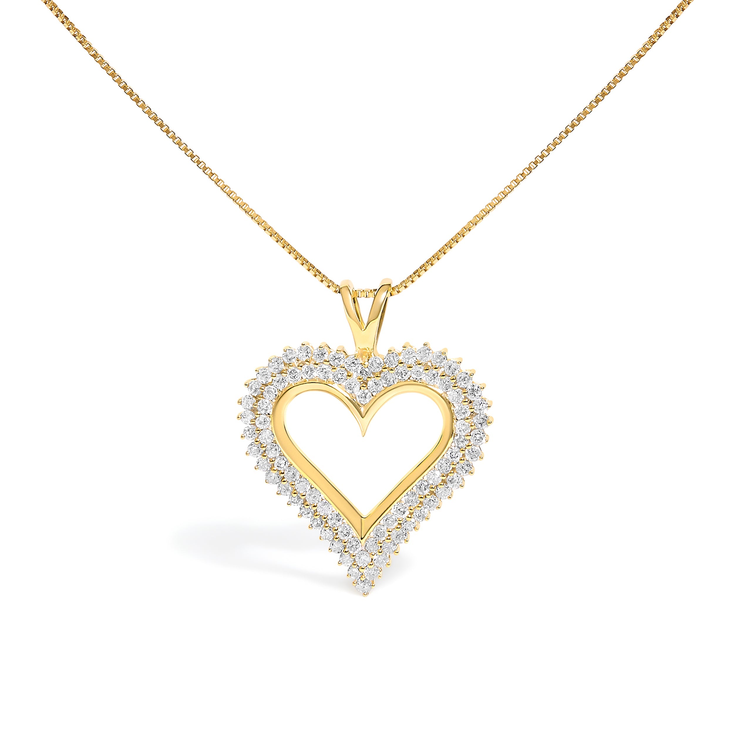 .925 Sterling Silver 1.00 Cttw Diamond Heart 18" Pendant Necklace (I-J Color, I2-I3 Clarity)