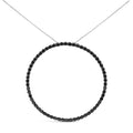 .925 Sterling Silver 4.0 Cttw Black Diamond Open Hoop Circle 18" Pendant Necklace (Black Color, I2-I3 Clarity)
