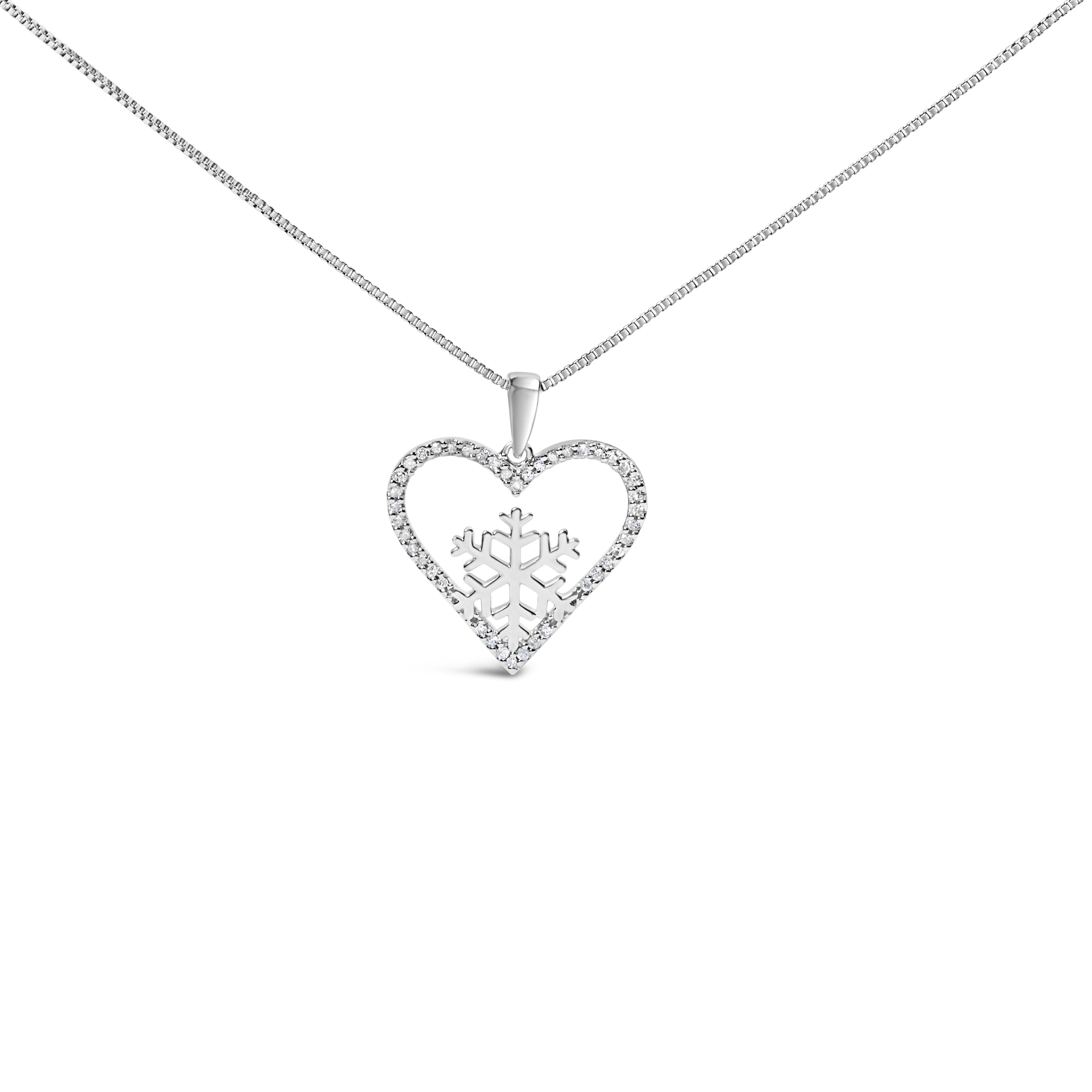 925 Sterling Silver 1/10ct TDW Diamond Heart Pendant Necklace 18"
