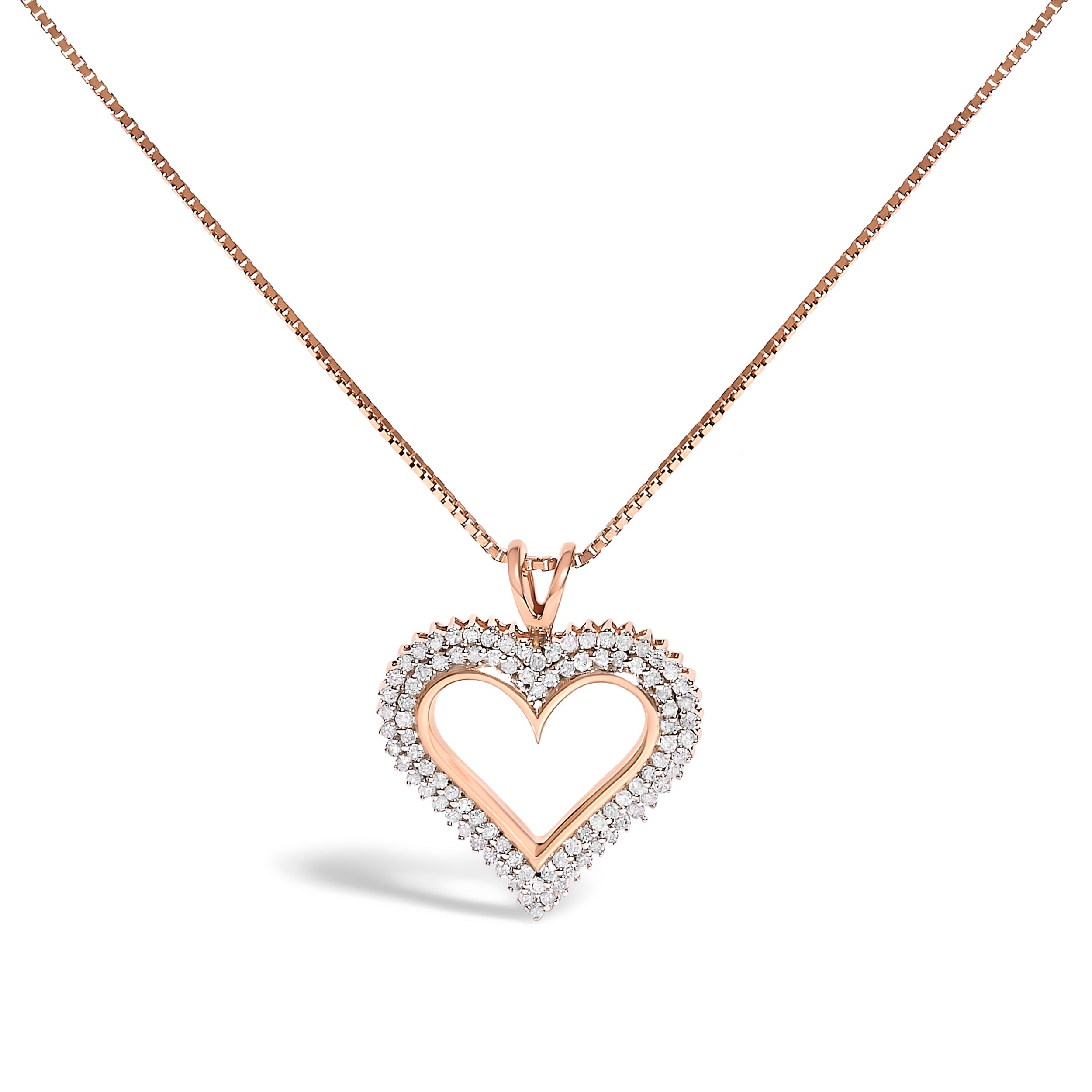 .925 Sterling Silver 1.00 Cttw Diamond Heart 18" Pendant Necklace (I-J Color, I2-I3 Clarity)
