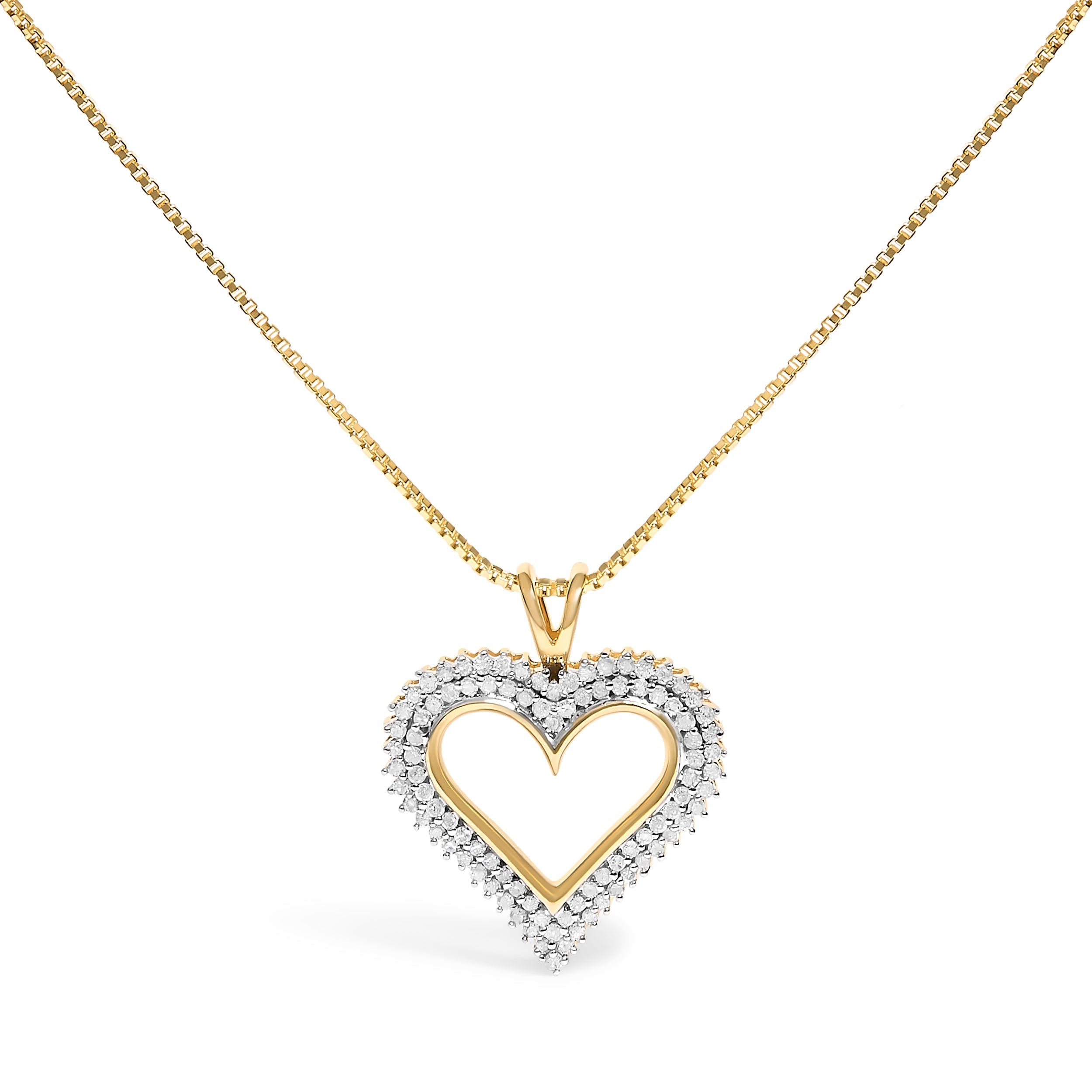 .925 Sterling Silver 1.00 Cttw Diamond Heart 18" Pendant Necklace (I-J Color, I2-I3 Clarity)