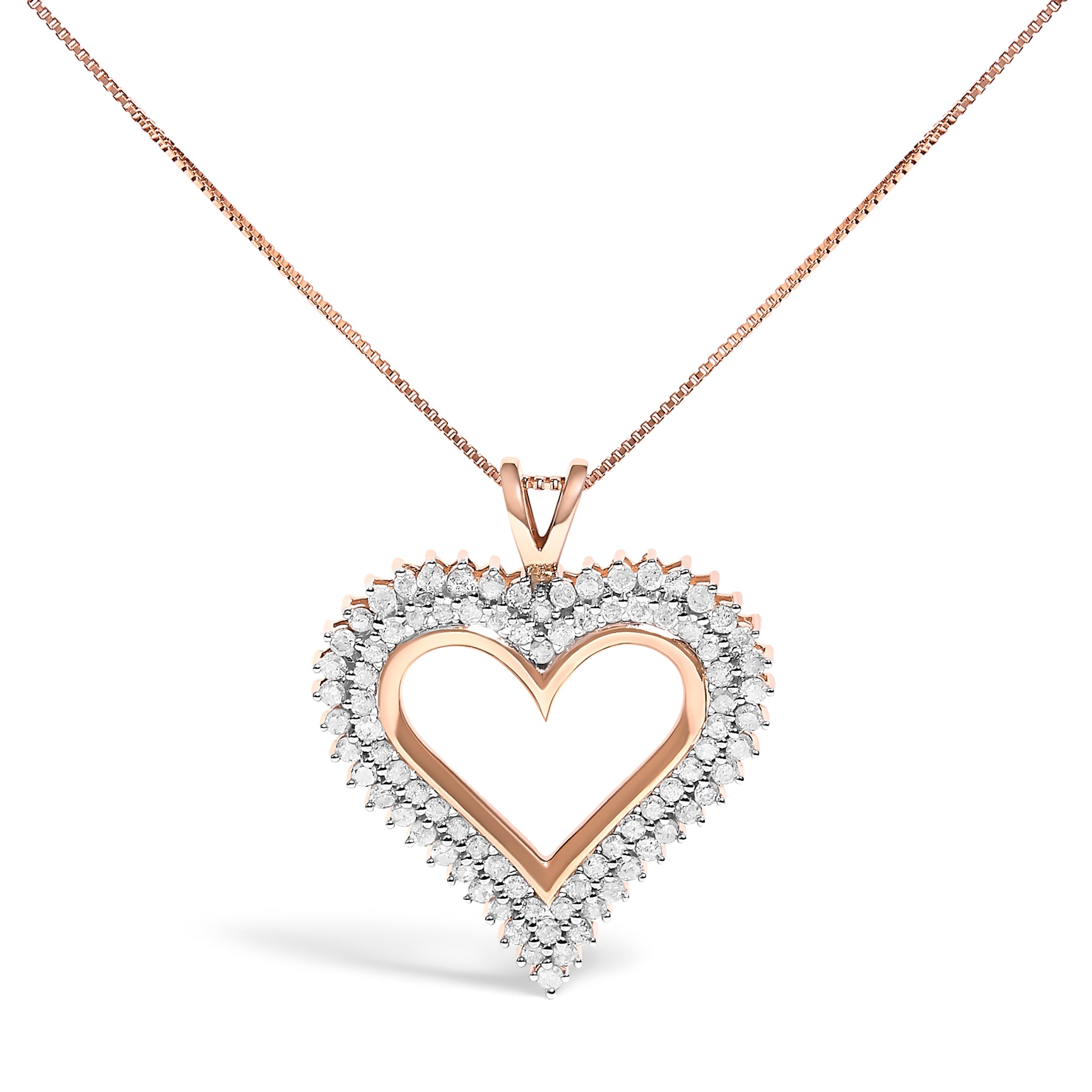 .925 Sterling Silver 1.00 Cttw Diamond Heart 18" Pendant Necklace (I-J Color, I2-I3 Clarity)