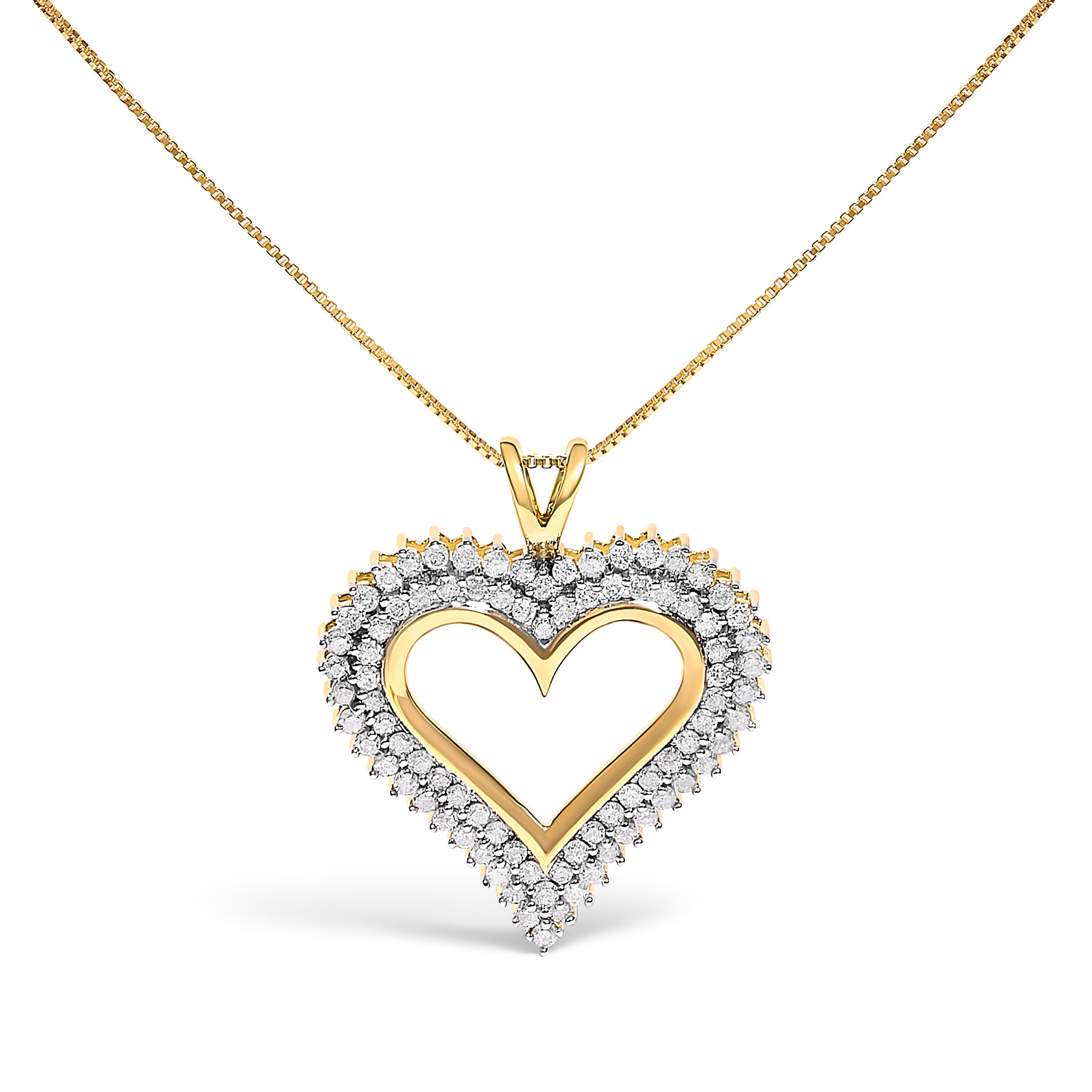 .925 Sterling Silver 1.00 Cttw Diamond Heart 18" Pendant Necklace (I-J Color, I2-I3 Clarity)